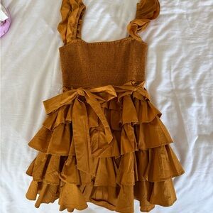 Tularosa Mustard Ruffled Dress